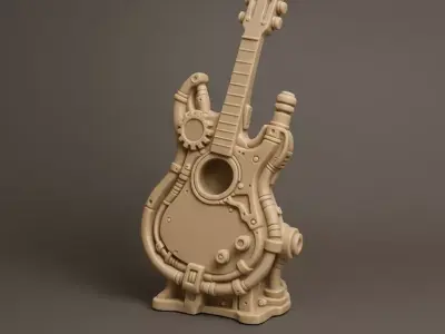 Industrial Guitar Sculpture 3D print model