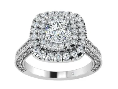 Square Double Halo Ring 3203 Free 3D print model