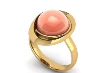Model of a Pearl and Diamond Women Ring 3D print model