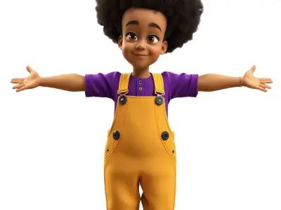 Joyful Character in Overalls model pack Low-poly 3D model