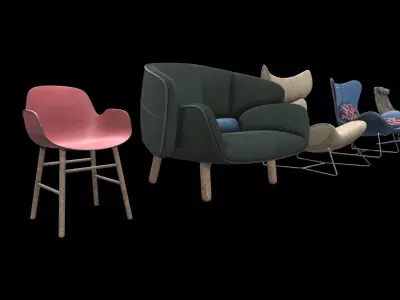 PBR Chairs - 20 Pieces Low-poly 3D model