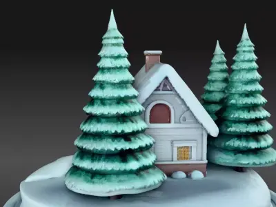 Snow Globe House 3D Model Winter Decoration Low-poly 3D model
