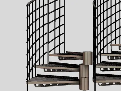 Modular Spiral Staircase Low-poly 3D model