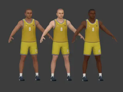 Basketball Player -- 3 Skin Textures Low-poly 3D model