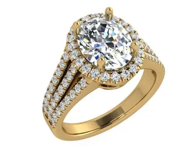 Oval Halo Split Shank Ring 3635 3D print model