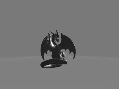 Geometric Dragon Figurine on Pedestal 3D print model