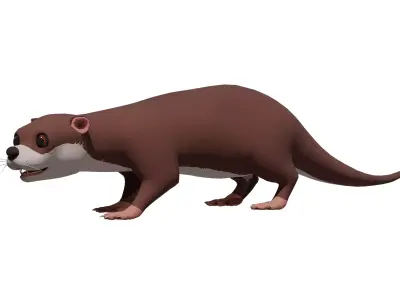 Cartoon Otter Low-poly 3D model