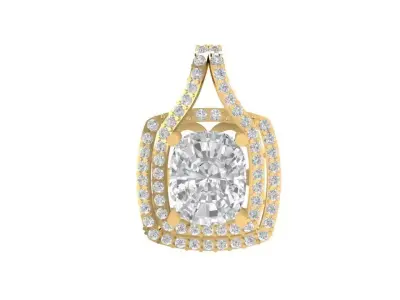 Luxury Gemstone Halo Gold Pendant for Women 2246 3D print model