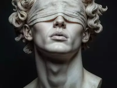 Blindfolded Marble Bust Classical Sculpture Curly Hair 3D Model Low-poly 3D model