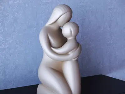 Mother and son minimalist statue 3D print model
