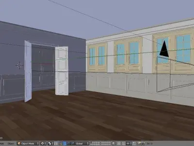 Interior Classic Room - Retro Scene - Vintage Boiserie Low-poly 3D model