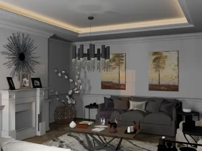 A wonderful living room made with 3ds max  3D model