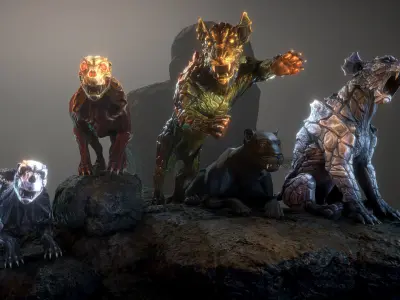 Panthers pack Low-poly 3D model