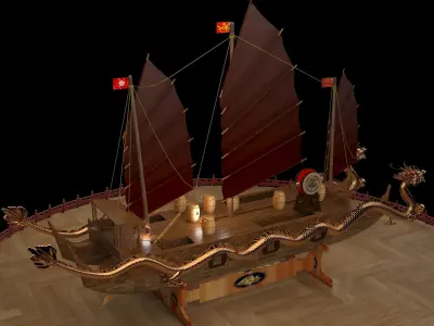 Chinese dragon boat  3D model