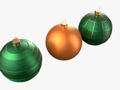 Christmas Tree Ornament Set3 - Green Orange 3D model