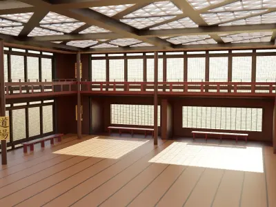 Japanese Dojo Low-poly 3D model