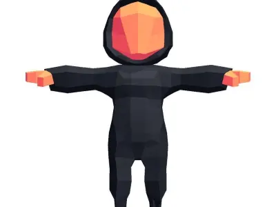 Ninja hooded character Free low-poly 3D model