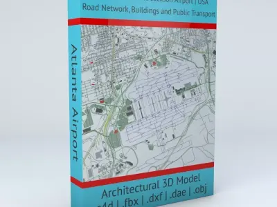 Atlanta ATL Hartsfield Jackson Airport Roads Buildings Pub Trans 3D model