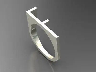 alphabet ring letter F 3D print model