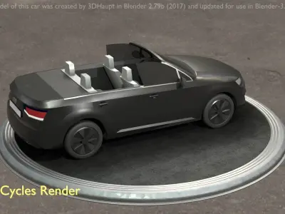 City Car 6 SUV Cabrio Open Type-B Black  Low-poly 3D model