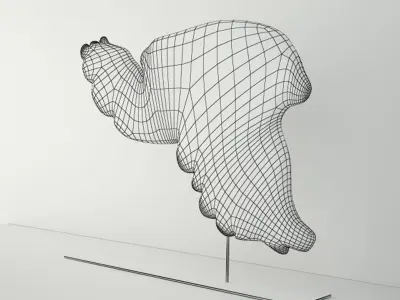 17th Century Italian Carved Wood Wing 3D model