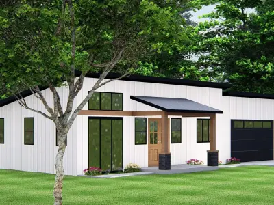 Modern American House Exterior 3D Mode Minimalist Architecture 3D model