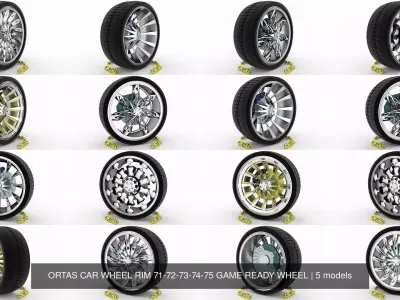 ORTAS CAR WHEEL RIM 71-72-73-74-75 GAME READY WHEEL 3D Model Pack