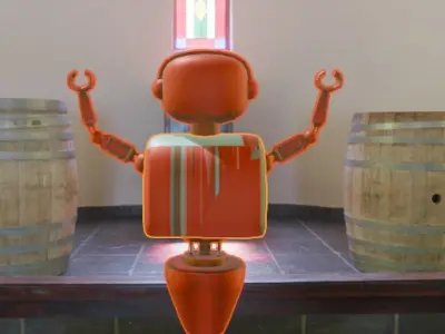 Priest robot in the church Free low-poly 3D model