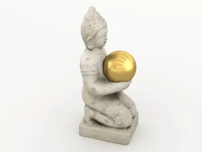 Kneeling Buddha Statue 001 3D model