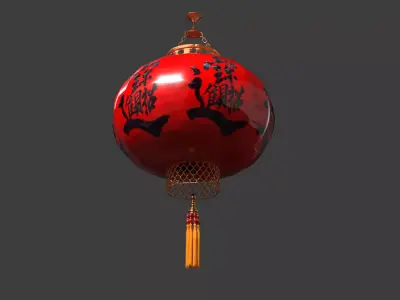 Chinese red lantern  Low-poly 3D model purchase
