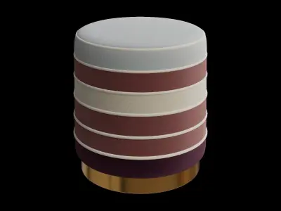Colorful Velvet Ottoman 3D model