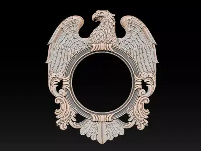 Eagle Mirror and Clock Frame - High-Detail 3D Relief Model 3D print model
