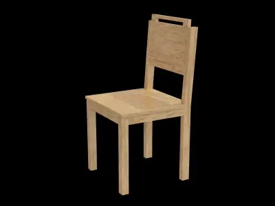 Chair wooden 02 Low-poly 3D model