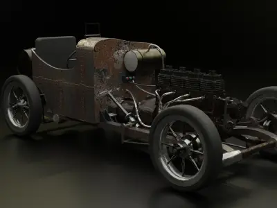 Old Vintage Racing Car 3D Model Made With Blender 3D model