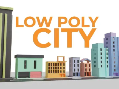 Urban - Low Poly 3d city building model Low-poly 3D model