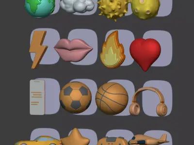 Cartoon Pack - Planet Plane Sun Moon Cloud Smartphone Controller Low-poly 3D model