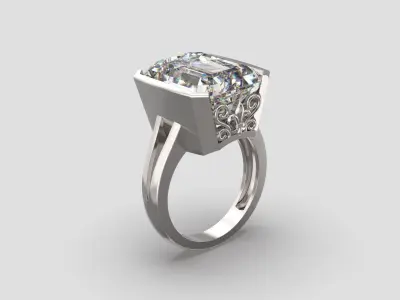 R 177 emerald cut ring 3D print model