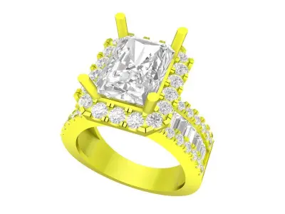 7090 luxury radiant diamond engagement ring for women 3D print model