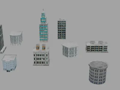 Buildings Exterior lowpoly pack Low-poly 3D model