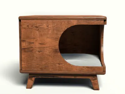 Wooden Cat House Furniture Low-poly 3D model
