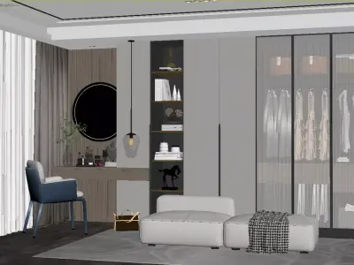 Modern Light Luxury Cloakroom 3D model