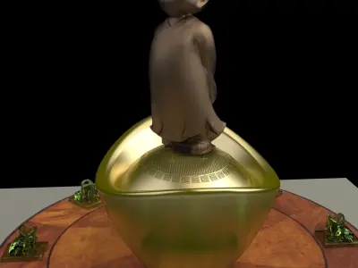 Chinese display stand with monk kid  3D model