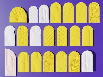 Set of arch panels in candy style scene 3D model