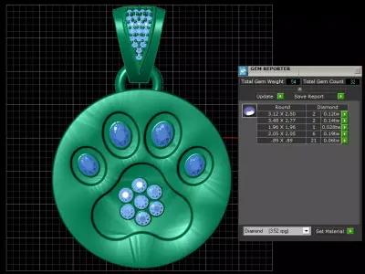 Gold Emerald Diamond Pendant 3D print model