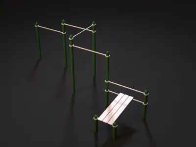 Workout 2 set of exercise equipment 3D model
