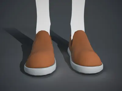 Brown Fabric Shoes Style 2 Low-poly 3D model