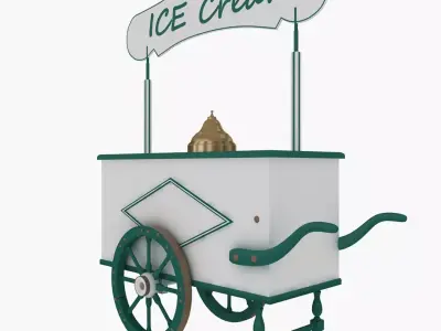 Old Ice Cream Cart Low-poly 3D model