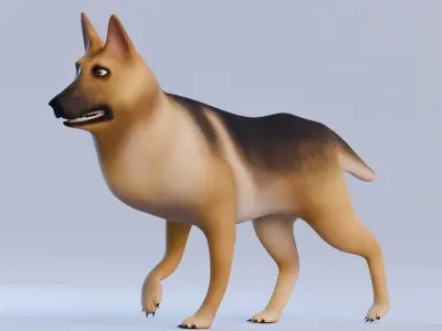 Low poly - Stylized dog - German Shepherd Low-poly 3D model