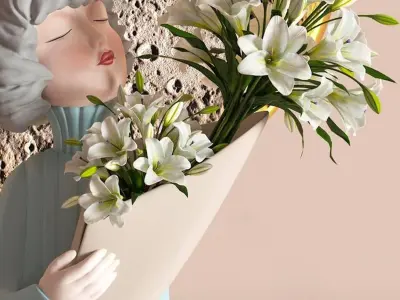 girl decoration Modern sculpture flower 3D model
