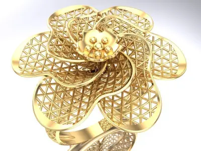  Mesh flower ring - Italian rings - Womens Rings - N6191 3D print model